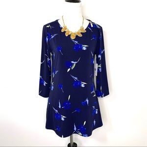 Chaus Yacht Soirée Navy Floral 3/4 Sleeve Blouse